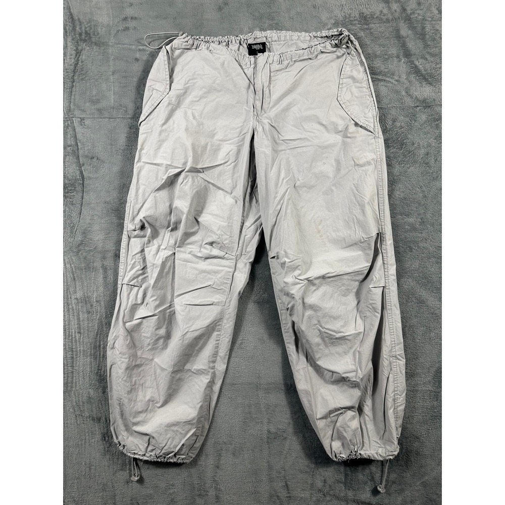 Empyre Mens Grey Loose Fit Cargo Pants Drawstring Waist Bungee Cuffs Size Small